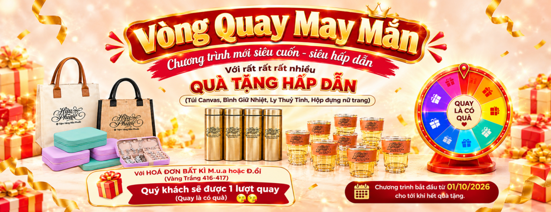 VÒNG QUAY MAY MẮN – QUAY LÀ CÓ QUÀ TẠI TIỆM VÀNG HỮU PHƯỚC BẾN TRE